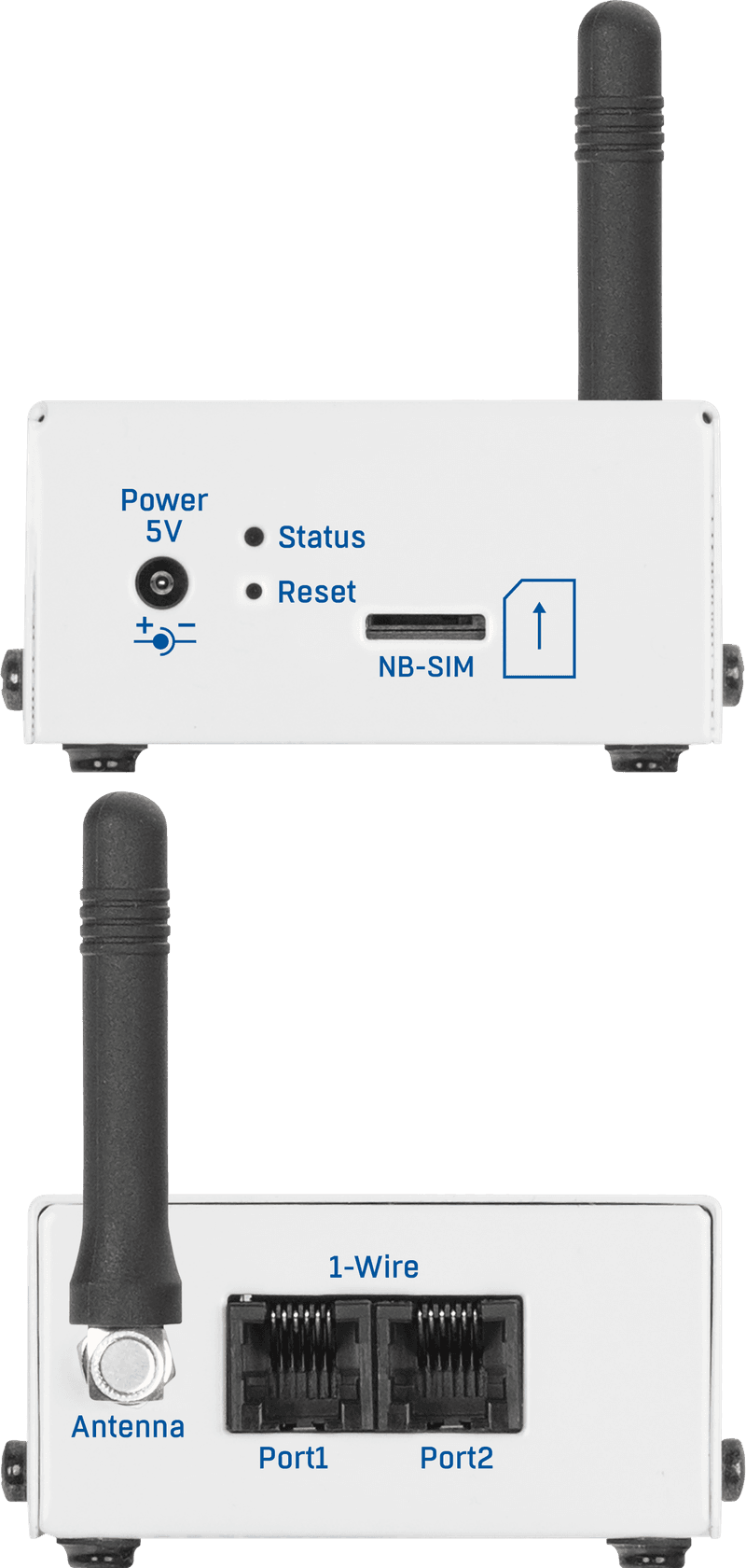 NB-2x1Wire vedere laterală - porturi RJ11 senzori 1-Wire externi NB-IoT - thumbnail