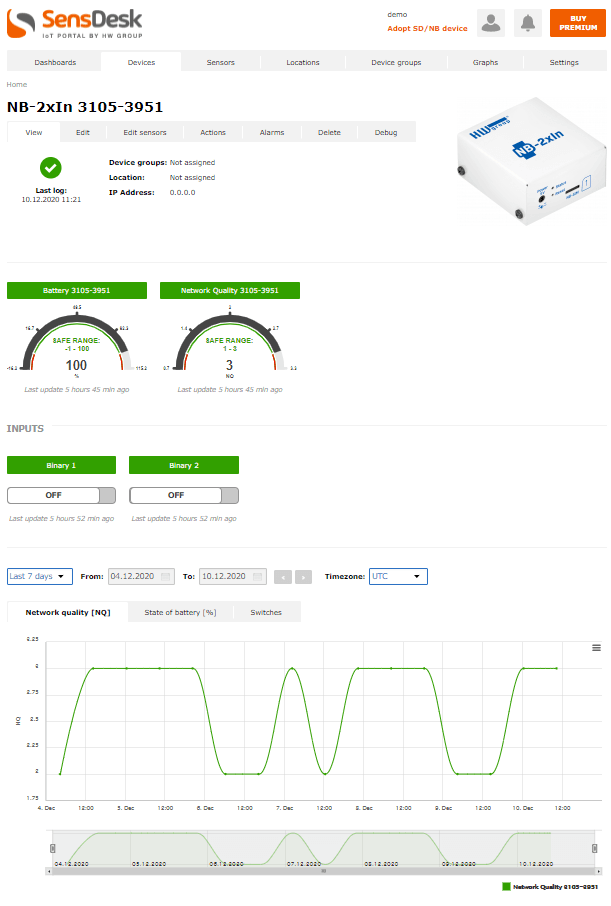 NB-2xIn portal SensDesk - alertare detectoare fum gaz mișcare NB-IoT - thumbnail