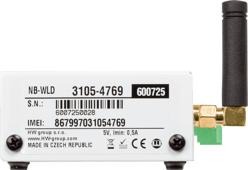 NB-WLD vedere laterală spate - carcasă metalică IP40 detector scurgeri apă NB-IoT - thumbnail