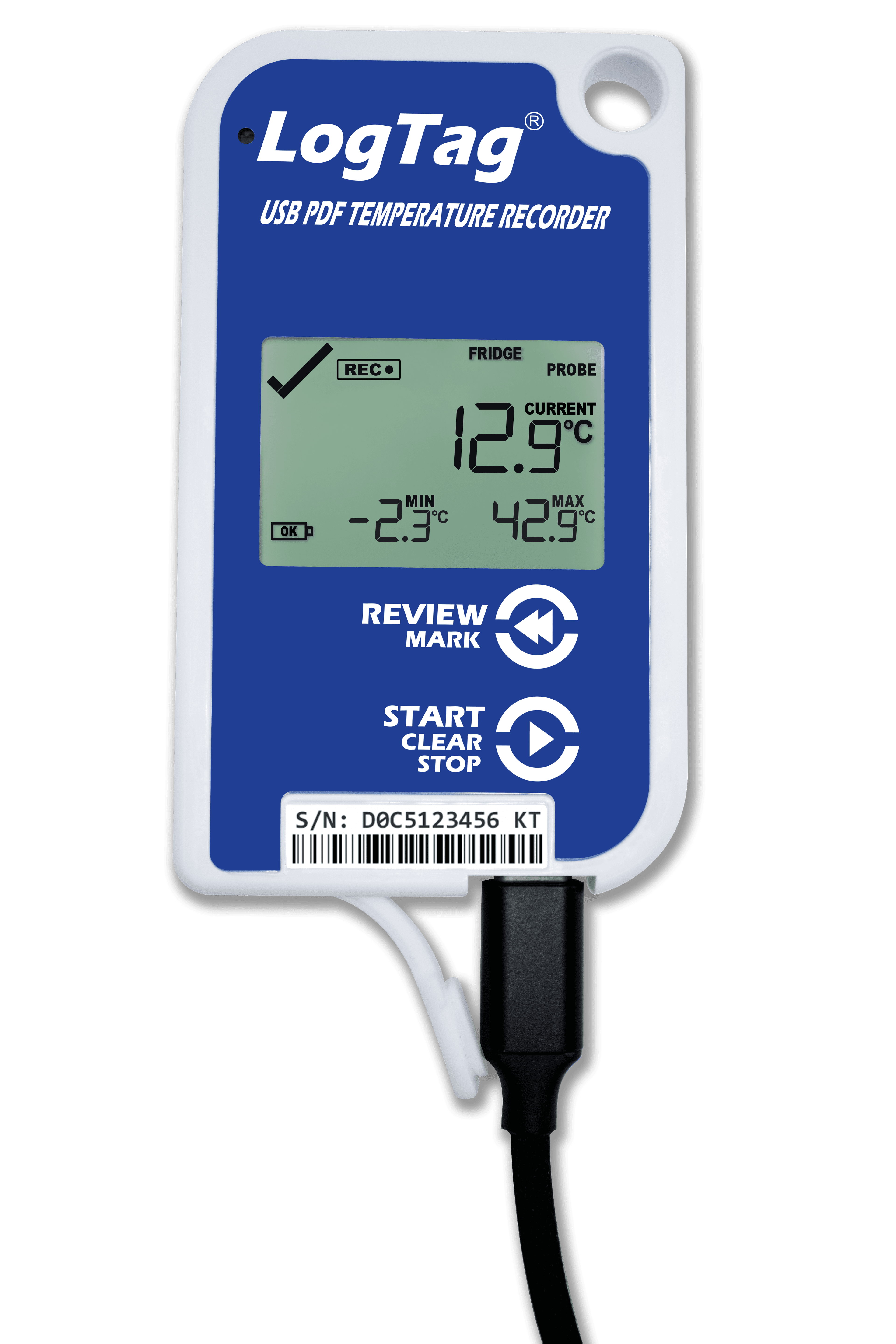 Înregistrator (Data Logger) Temperatură cu USB-C Integrat TRED30-16U - LogTag