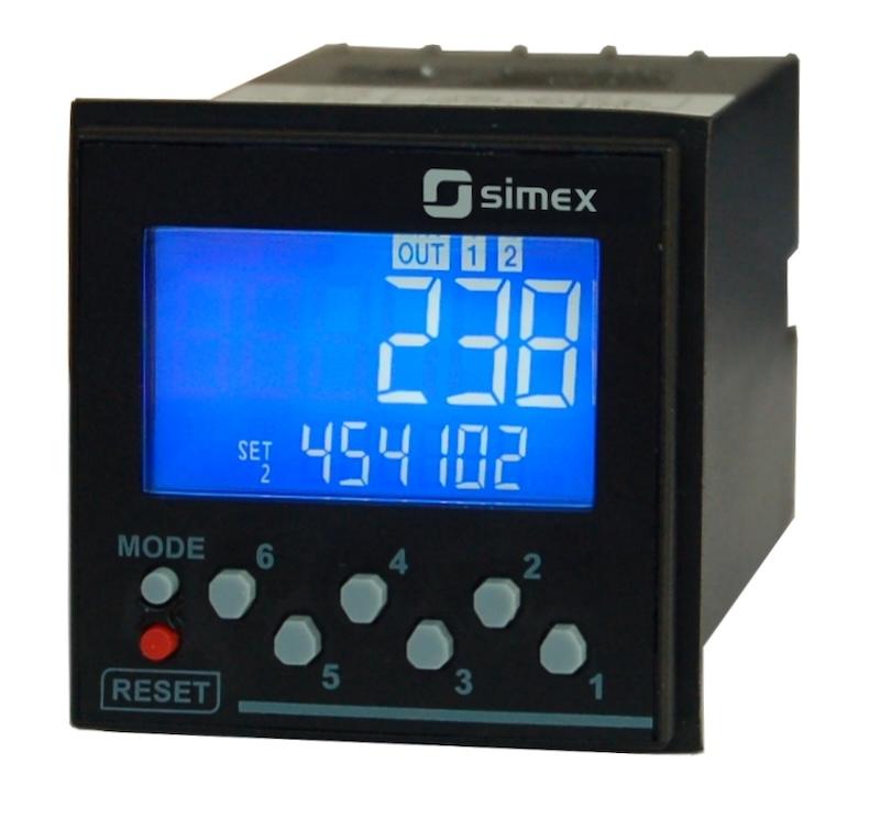 Contor Electronic Preset DIN 48x48mm - Display Blue STN, Batching, Cuadratură SLN-44 - Simex