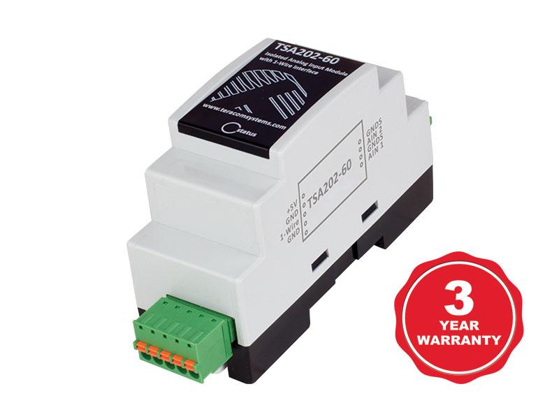 Modul de intrare 60V 1-Wire cu 2 intrări analogice pentru măsurarea tensiunilor înalte TSA202-60 - Teracom