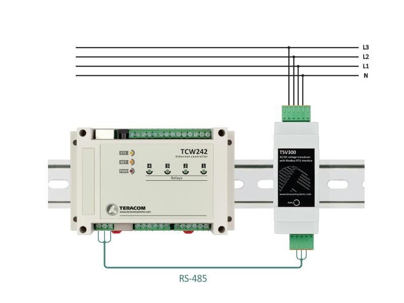 Traductorul de tensiune AC pentru măsurare true RMS cu rezoluție 24-bit și interfață MODBUS RTU TSV300 - thumbnail 6