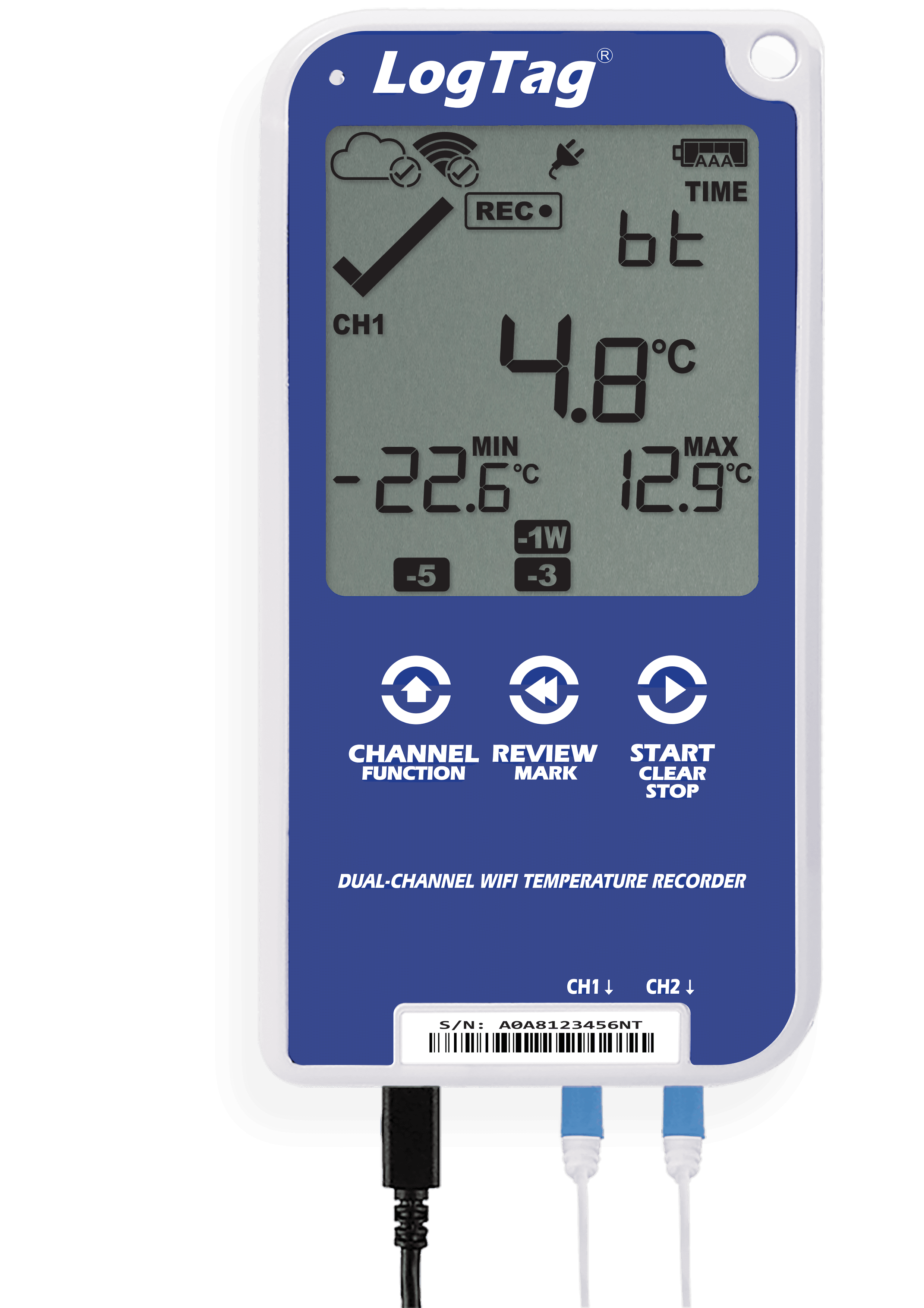Înregistrator (Data Logger) Temperatură, WiFi și Rezumat 30 Zile - Două Canale UTRED30-WiFi - main product image